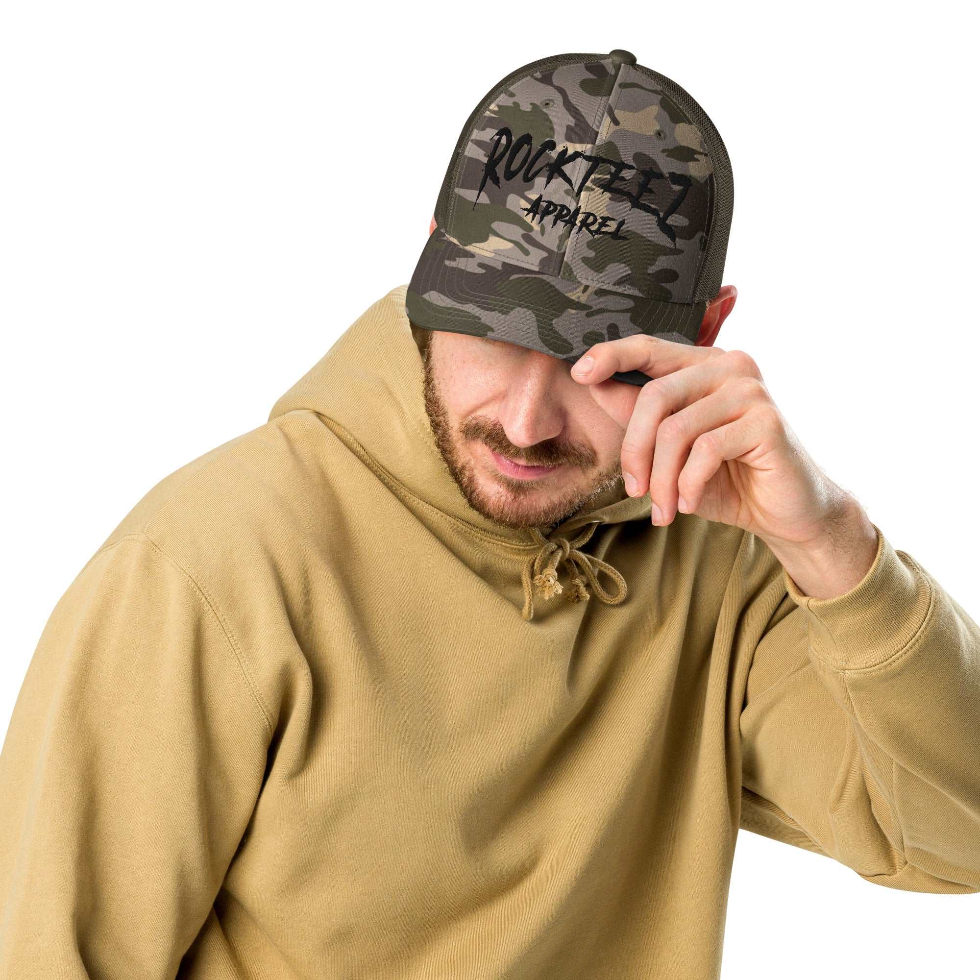 Rockteez Apparel Camouflage Trucker Hat Black