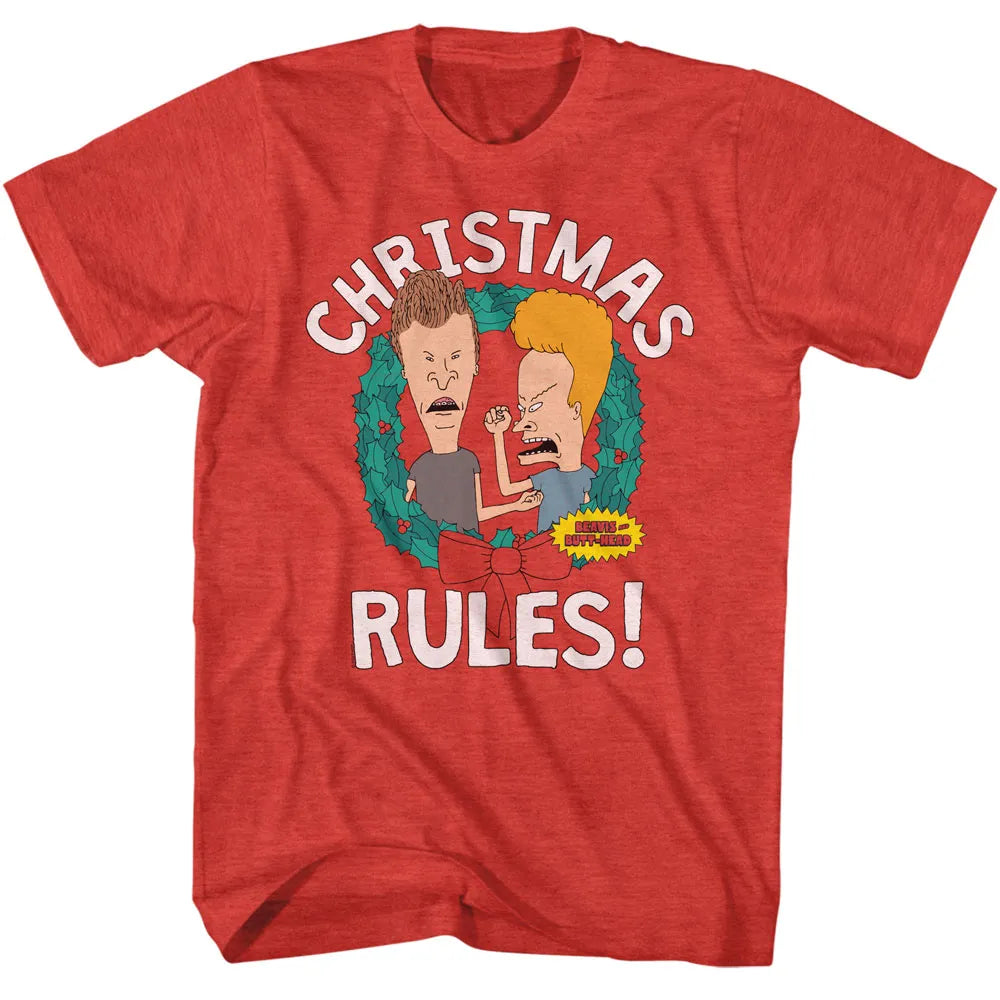 Beavis And Butthead Christmas Rules Official Heather T-Shirt