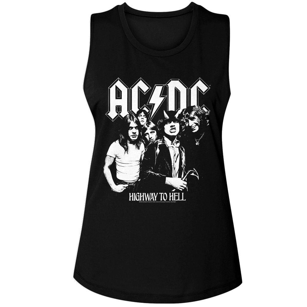 AC/DC BW Highway Photo Official Ladies Muscle Tank