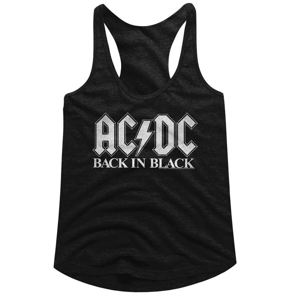 AC/DC Back In Black 2 Official Ladies Racerback Shirt Small *Sale