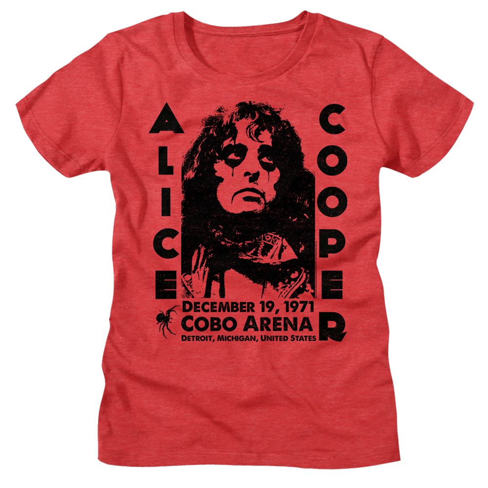 Alice Cooper Cobo Arena 1971 Official Ladies Heather T-Shirt
