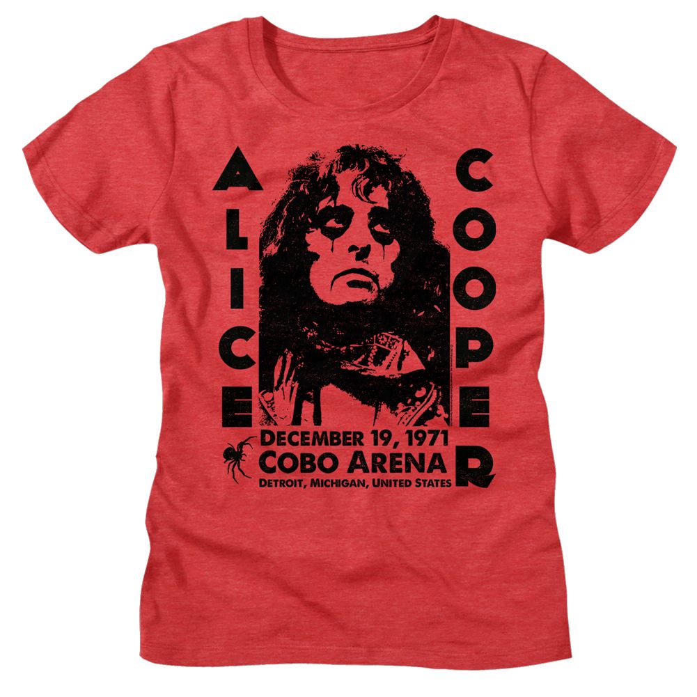 Alice Cooper Cobo Arena 1971 Official Ladies Heather T-Shirt