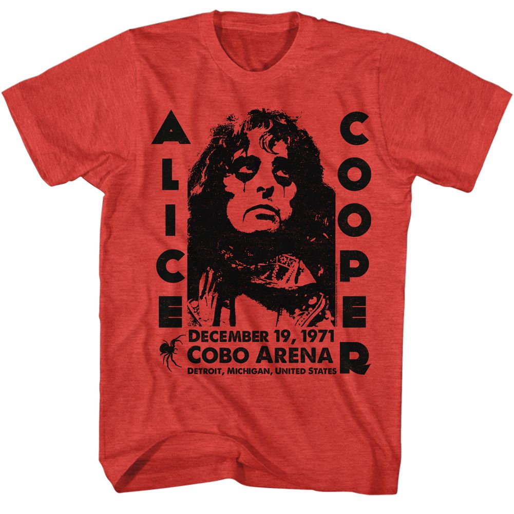Alice Cooper Cobo Arena 1971 Official Heather T-Shirt
