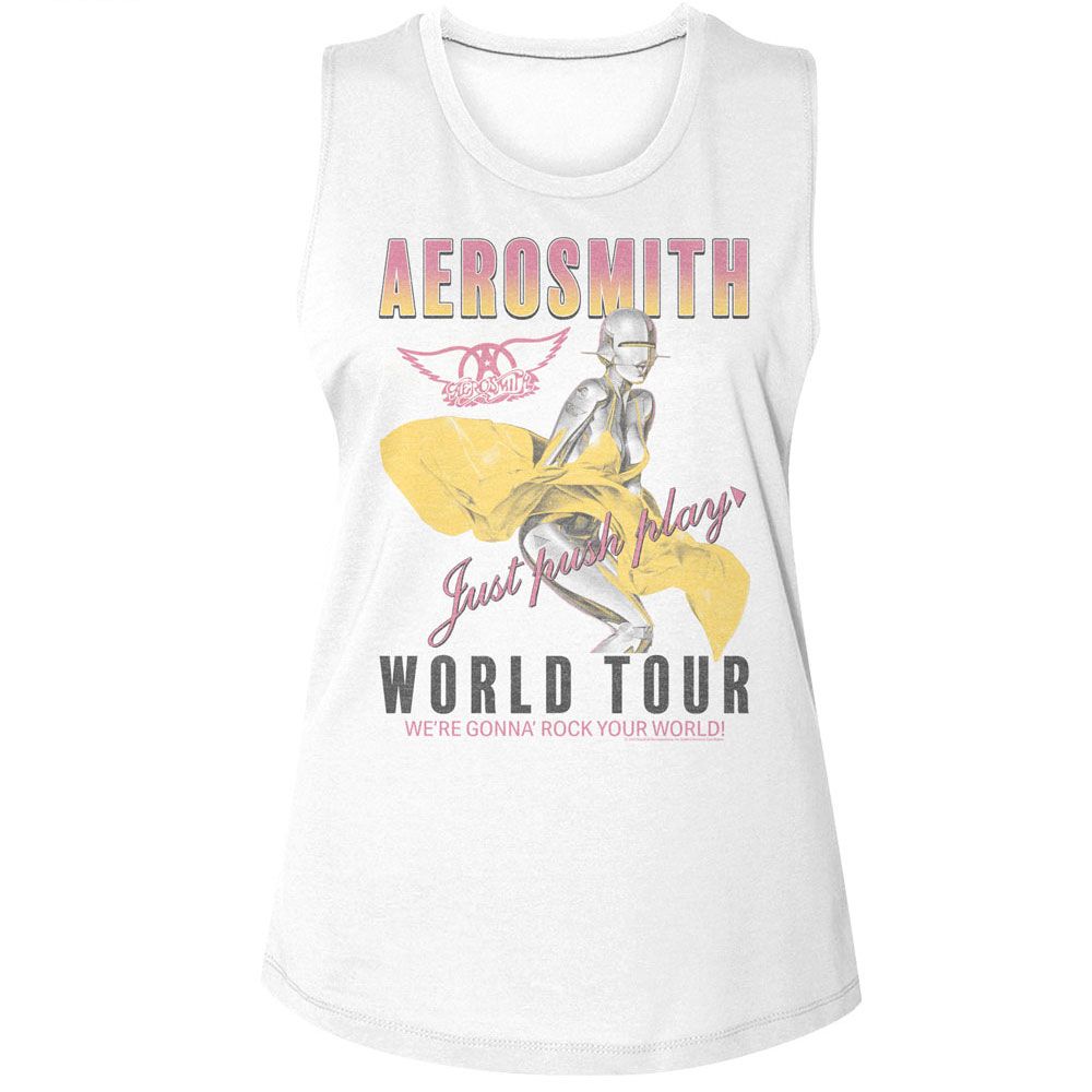 Aerosmith Just Push Play Official Ladies Muscle Tank