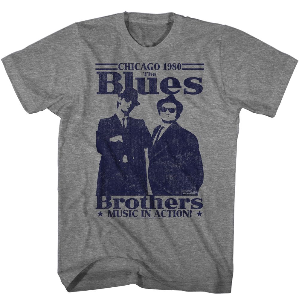 The Blues Brothers Music In Action Official Heather T-Shirt