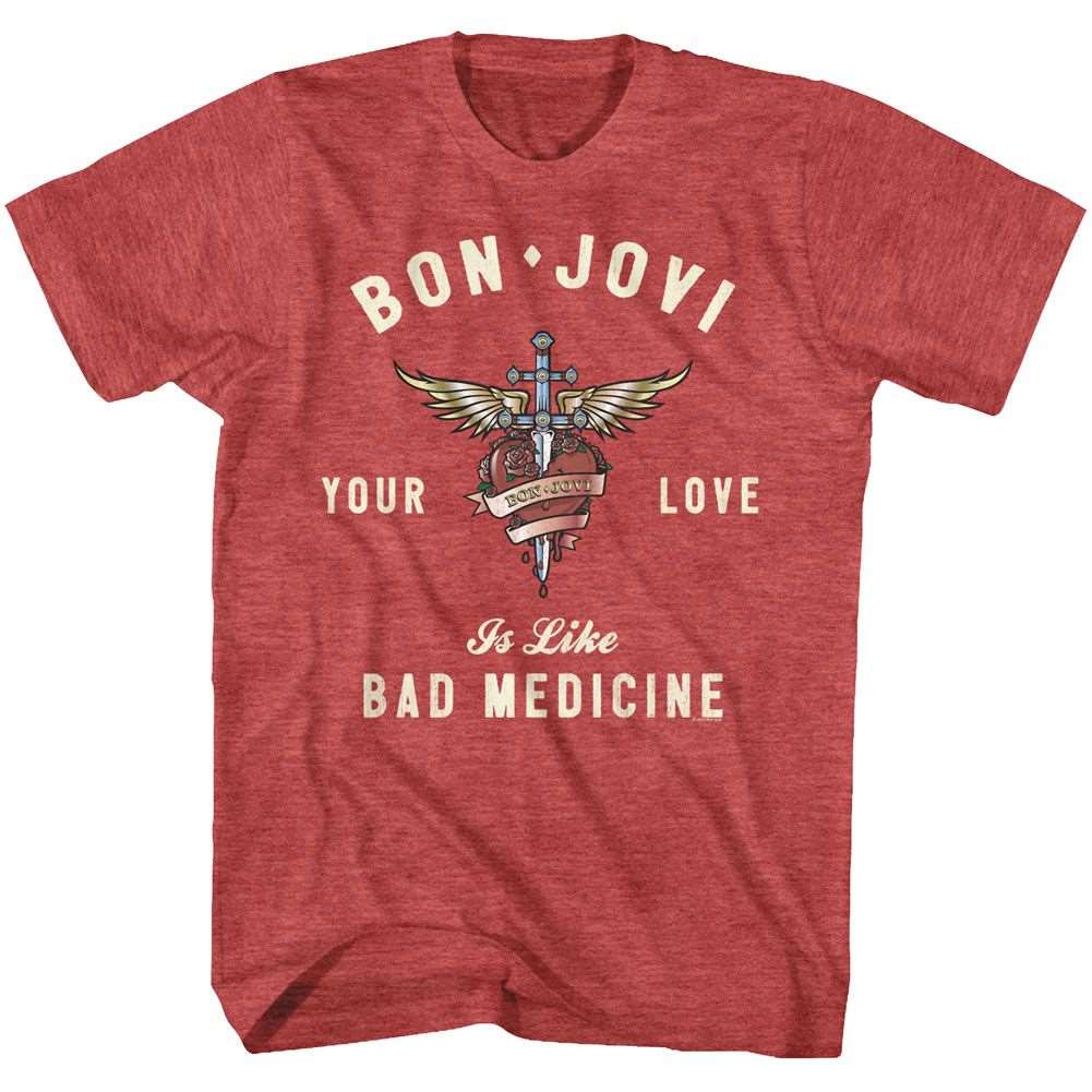 Bon Jovi Heart And Dagger Official Heather T-Shirt