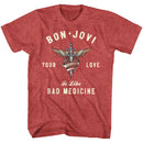 Bon Jovi Heart And Dagger Official Heather T-Shirt Small *Sale