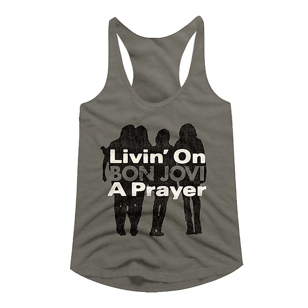 Bon Jovi Livin' On A Prayer Official Ladies Racerback Shirt