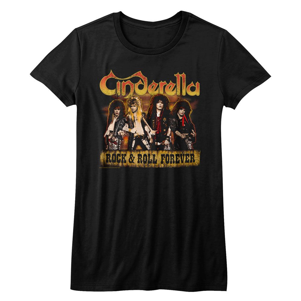Cinderella Rock N Roll Forever Full Band Official Ladies T-Shirt