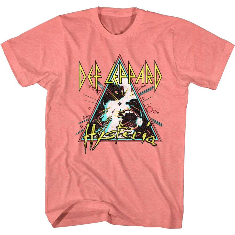 Def Leppard Hysteria Triangle Coral Heather T-Shirt