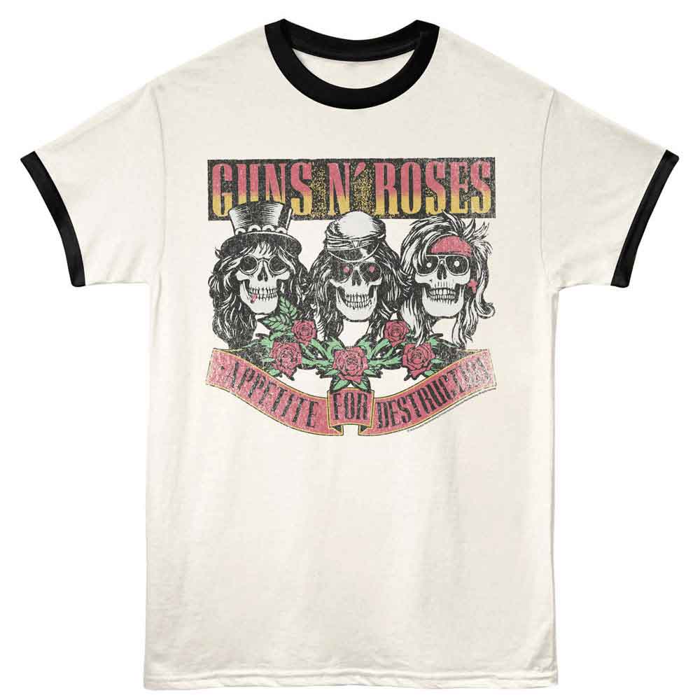 Guns N Roses Apetite Skulls Official Ringer T-Shirt