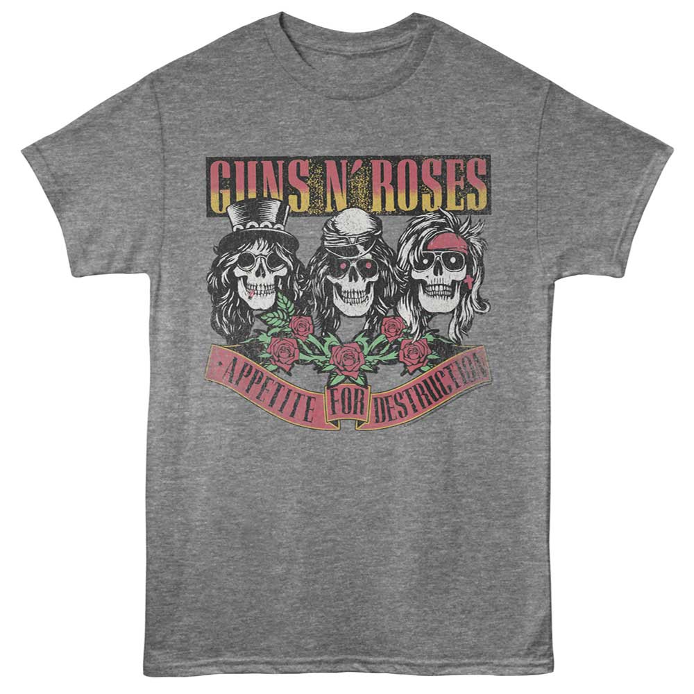 Guns N Roses Appetite Skulls Official Heather T-Shirt