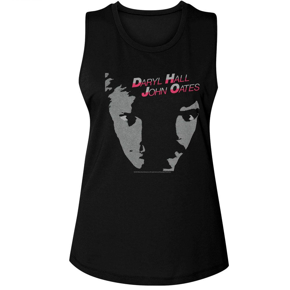 Hall And Oates Faces Official Ladies Muscle Tank