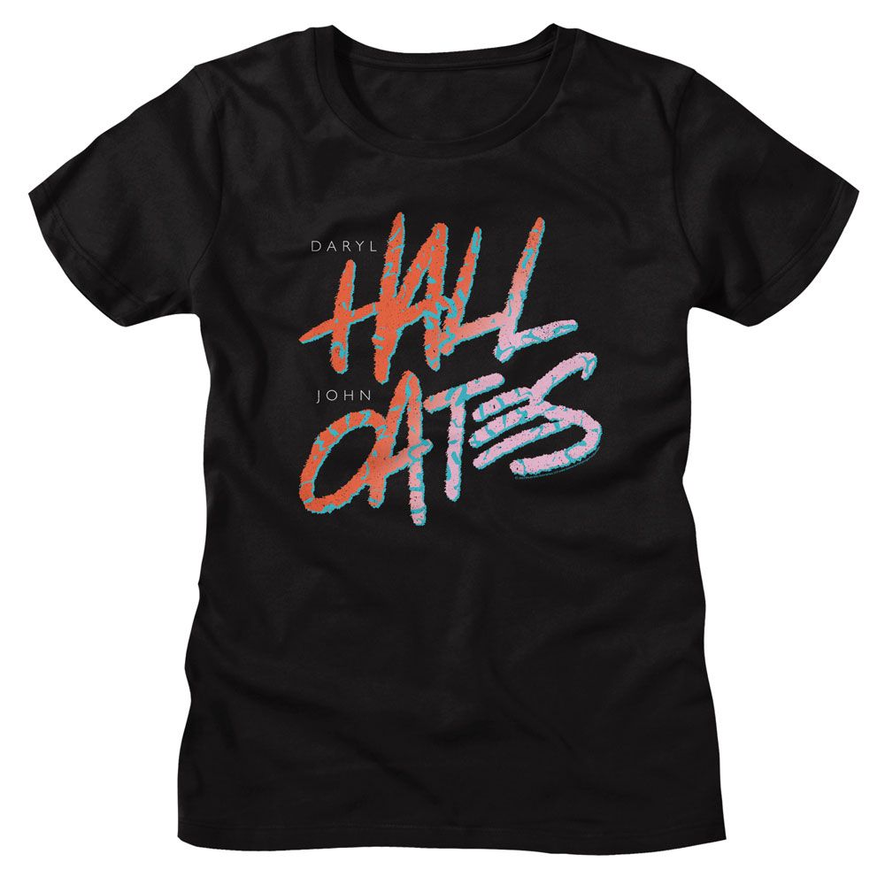 Hall And Oates 80's Text Official Ladies T-Shirt