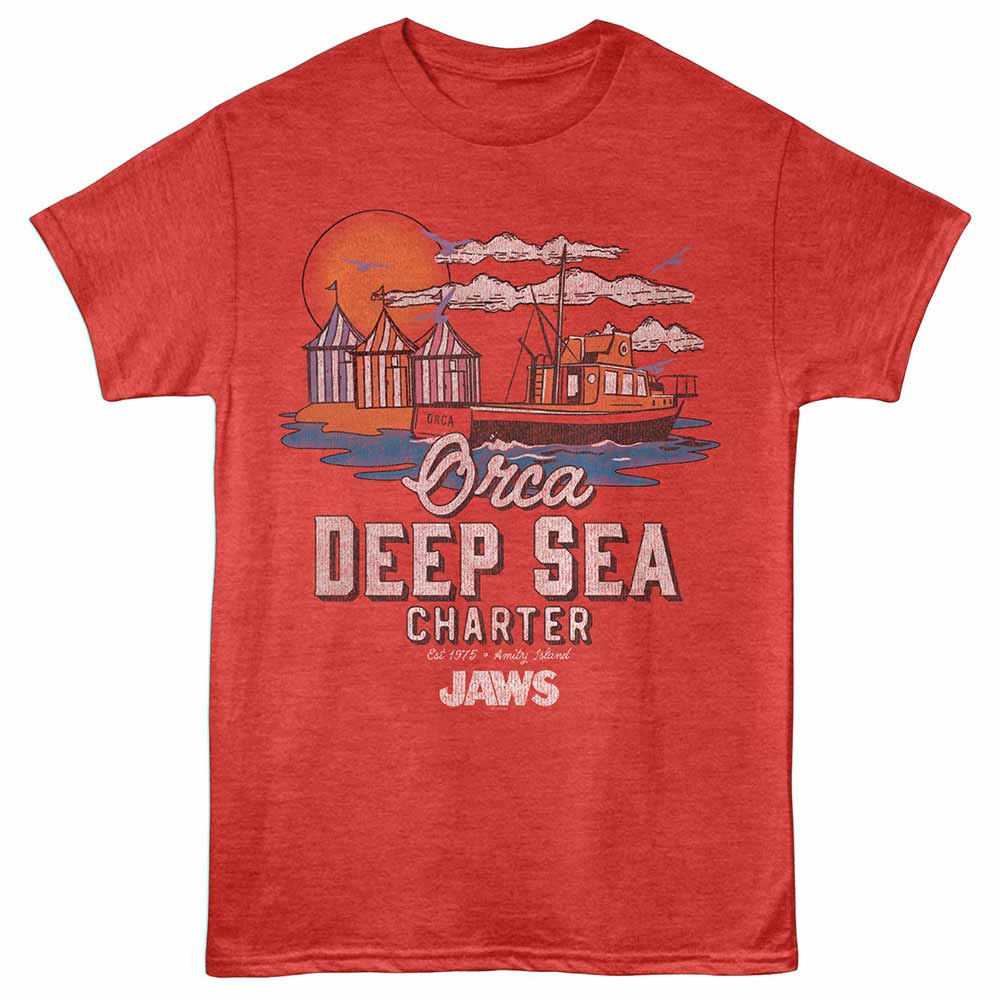 Jaws Orca Deep Sea Charter Official Heather T-Shirt