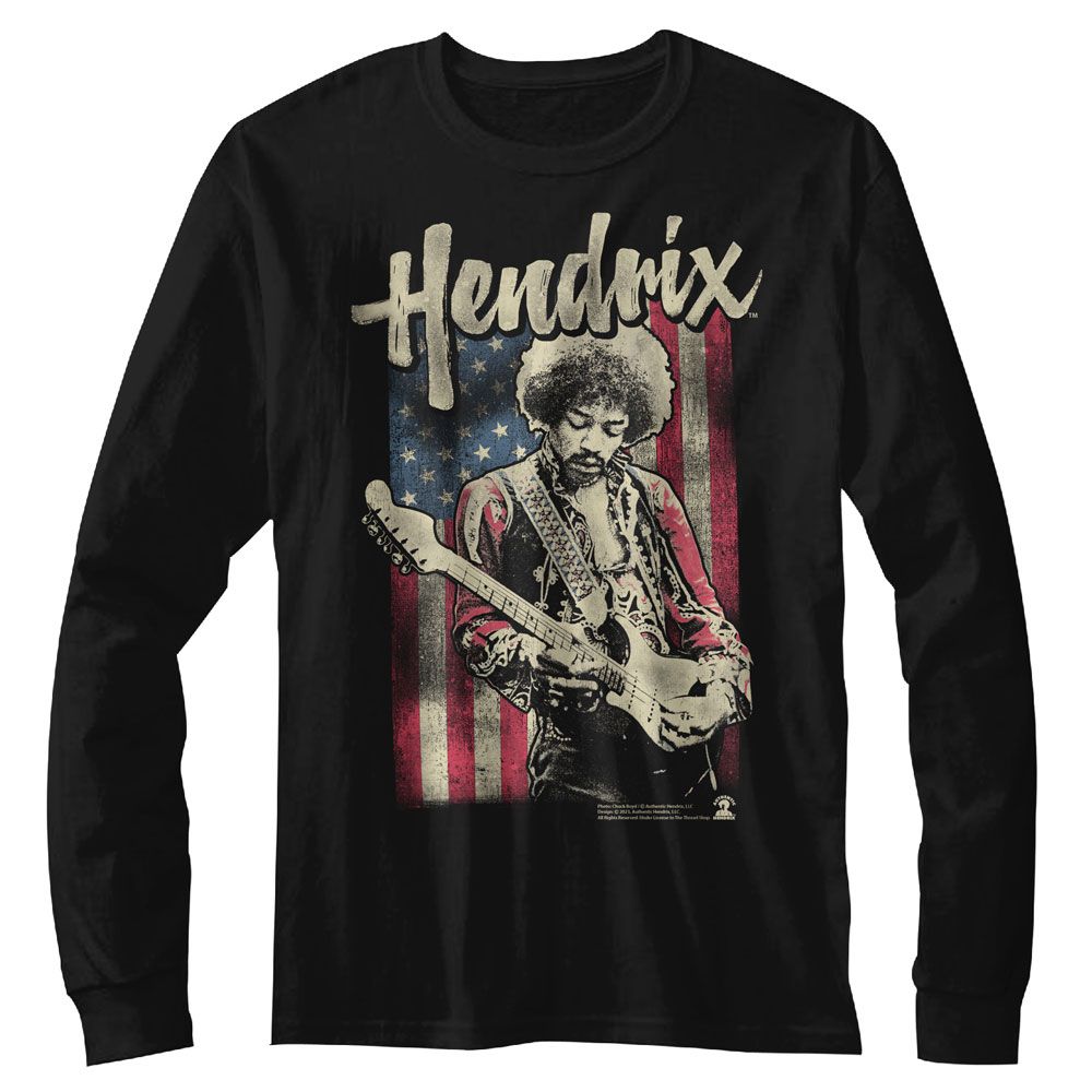 Jimi Hendrix Official Rock 'n Roll Forever Baseball Tee - 3/4 Sleeve, Black & White