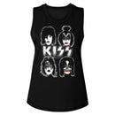 Kiss Faces Official Ladies Muscle Tank