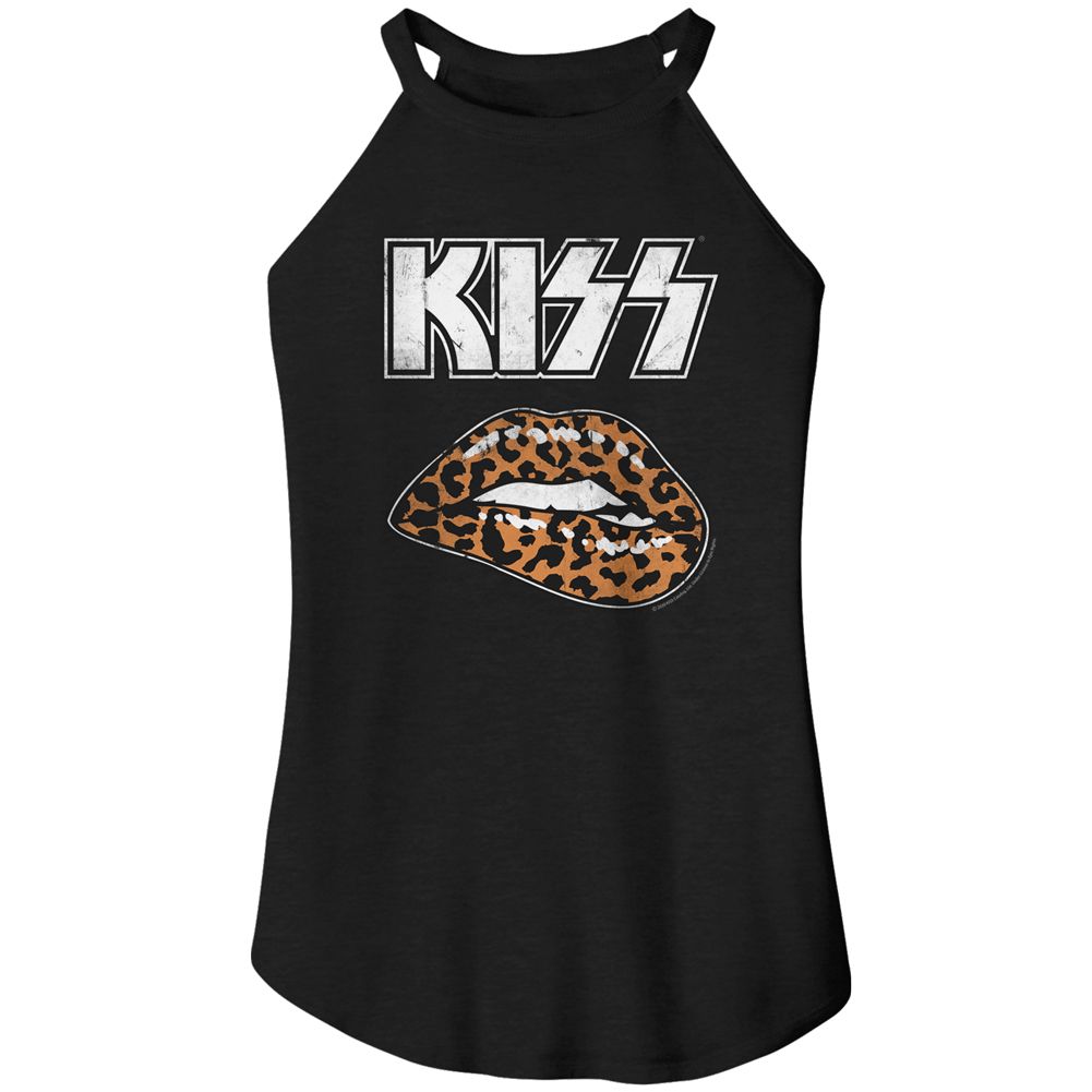 Kiss Leopard Lip Official Ladies Sleeveless Rocker Tank