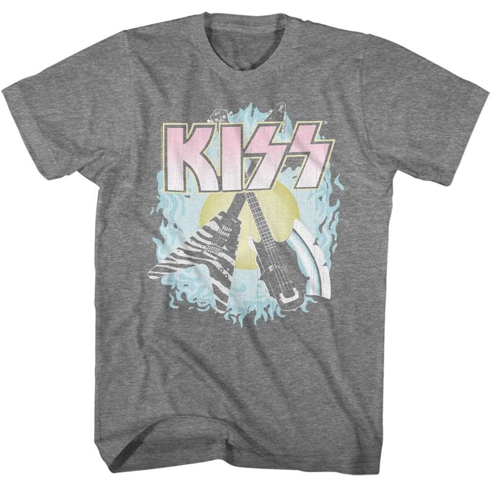 Kiss Two Guitars Official Heather T-Shirt