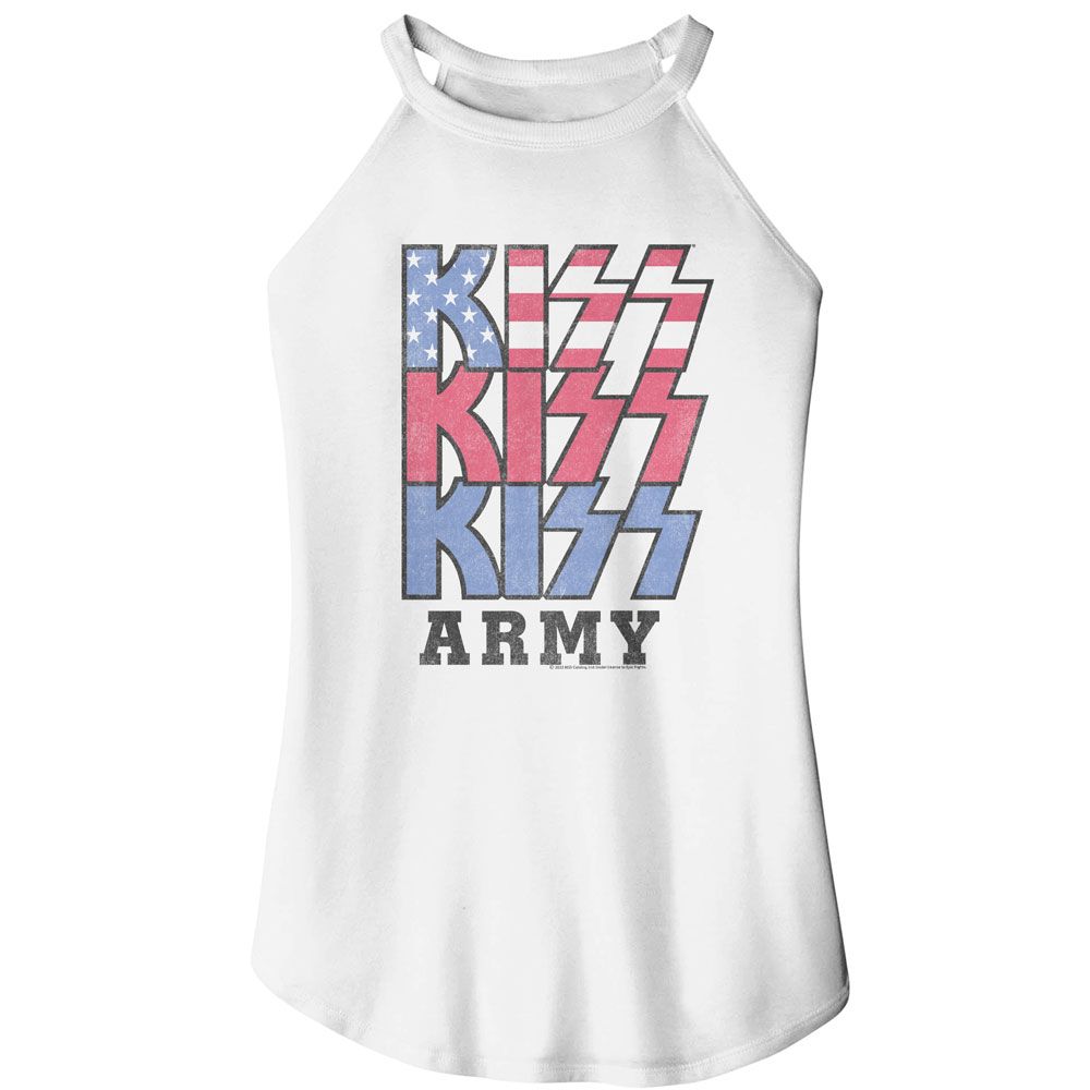 Kiss Patriotic Logo Official Ladies Sleeveless Rocker Tank