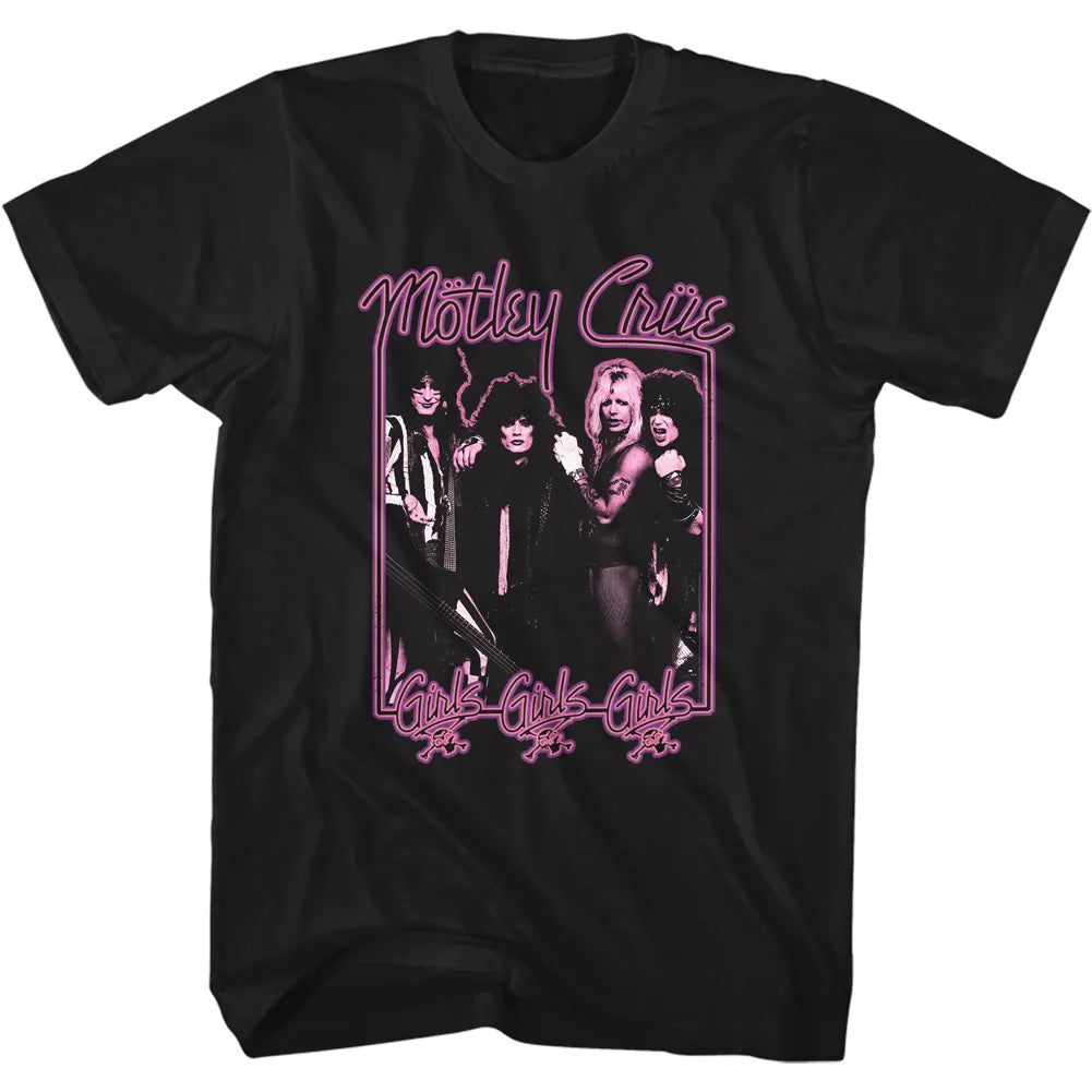 Motley Crue Girl Girls Girls Neon Official T-Shirt