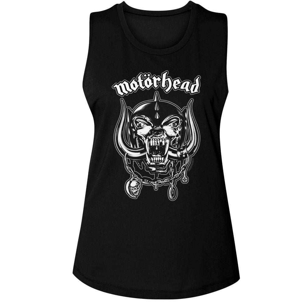 Motorhead Snaggletooth And Logo Official Ladies Muscle Tank