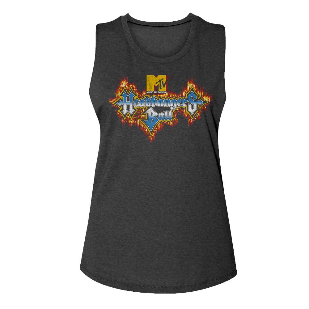 MTV Headbangers Fire Logo Official Ladies Muscle Tank