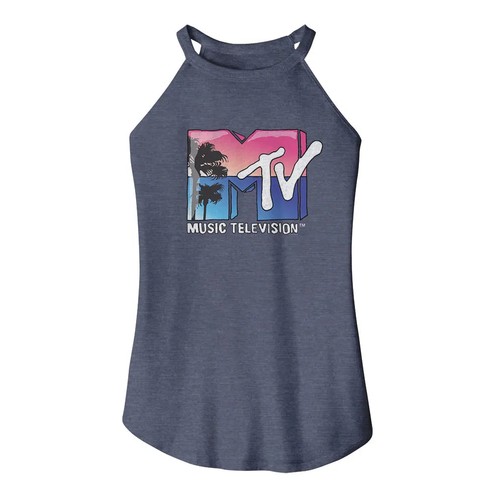 MTV Beach Logo Official Ladies Sleeveless Rocker Tank