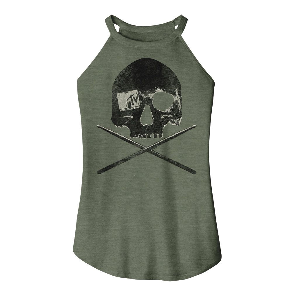 MTV Skull And Sticks Official Ladies Sleeveless Rocker Tank