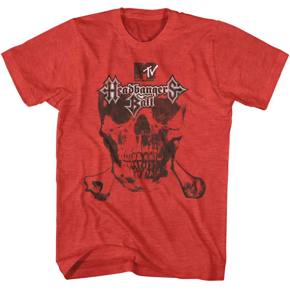 MTV Headbangers Ball Logo Skull And Bones Official Heather T-Shirt