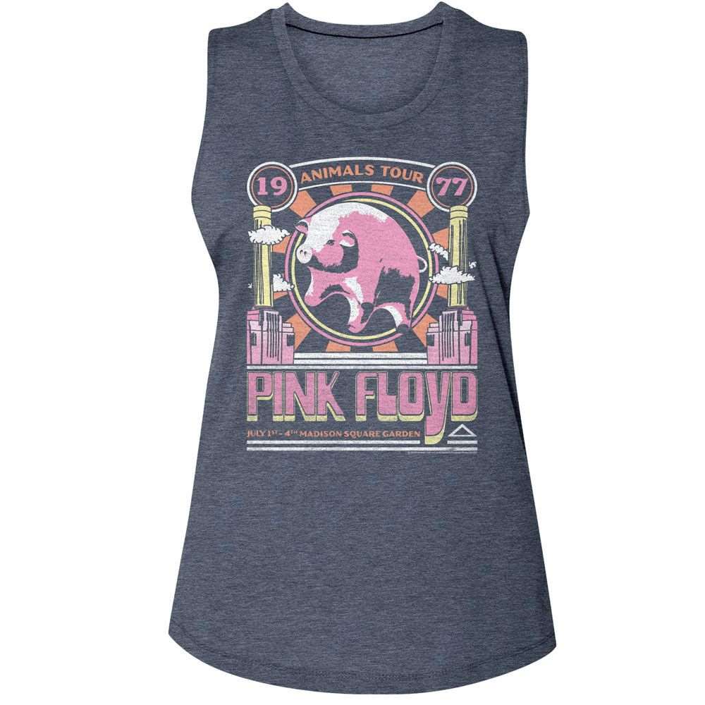 Floyd Poster Animals Tour 1977 Official Ladies Muscle Tank