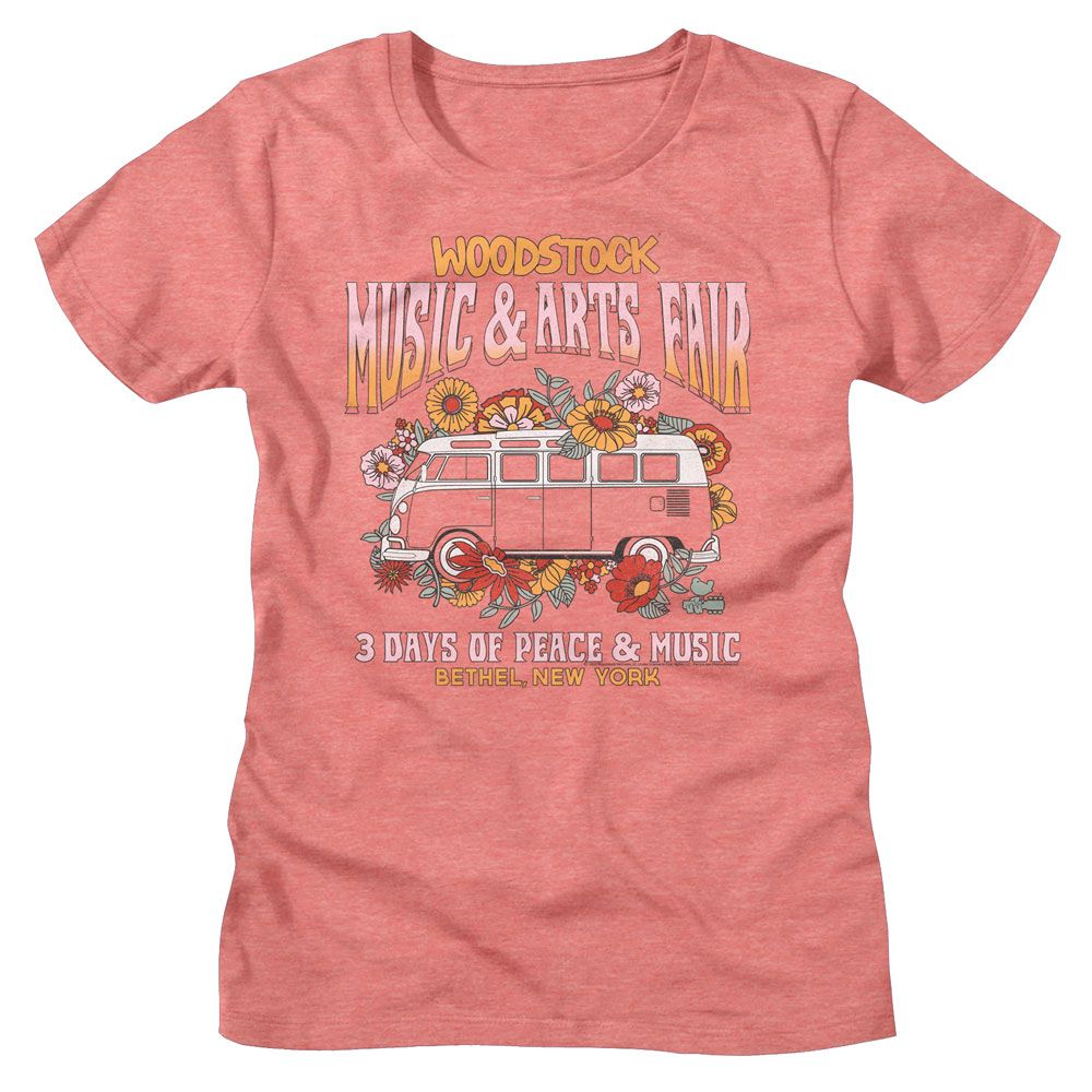 Woodstock Floral Van Official Ladies Heather T-Shirt