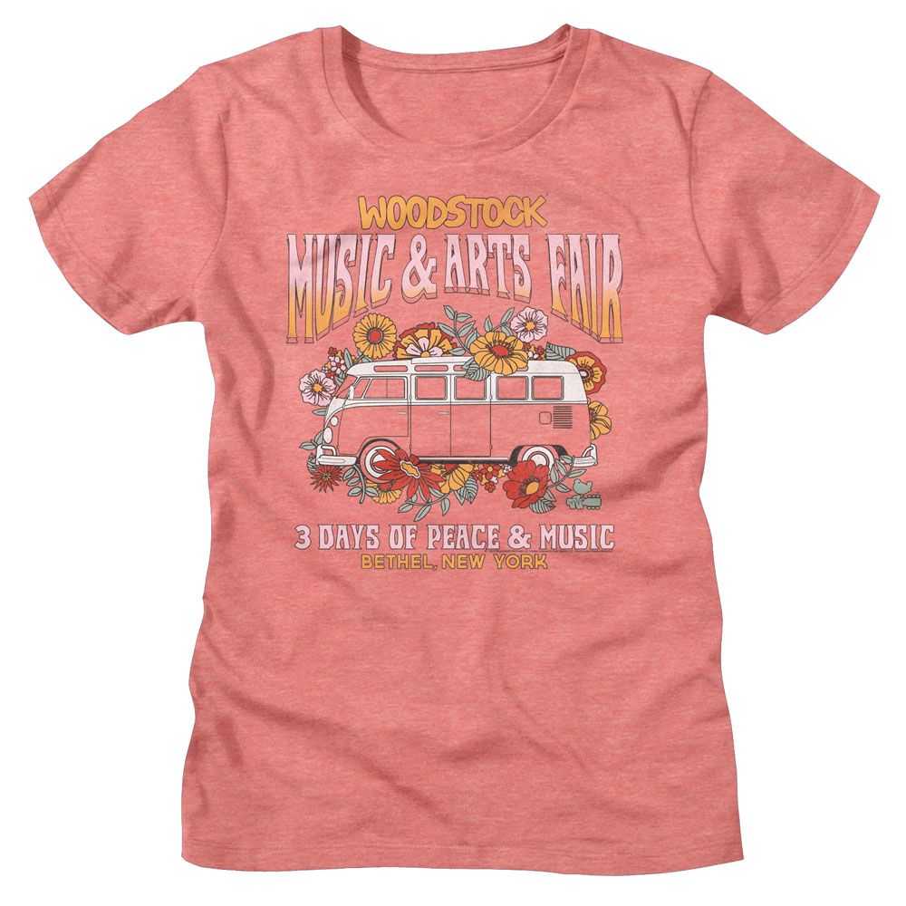 Woodstock Floral Van Official Ladies Heather T-Shirt