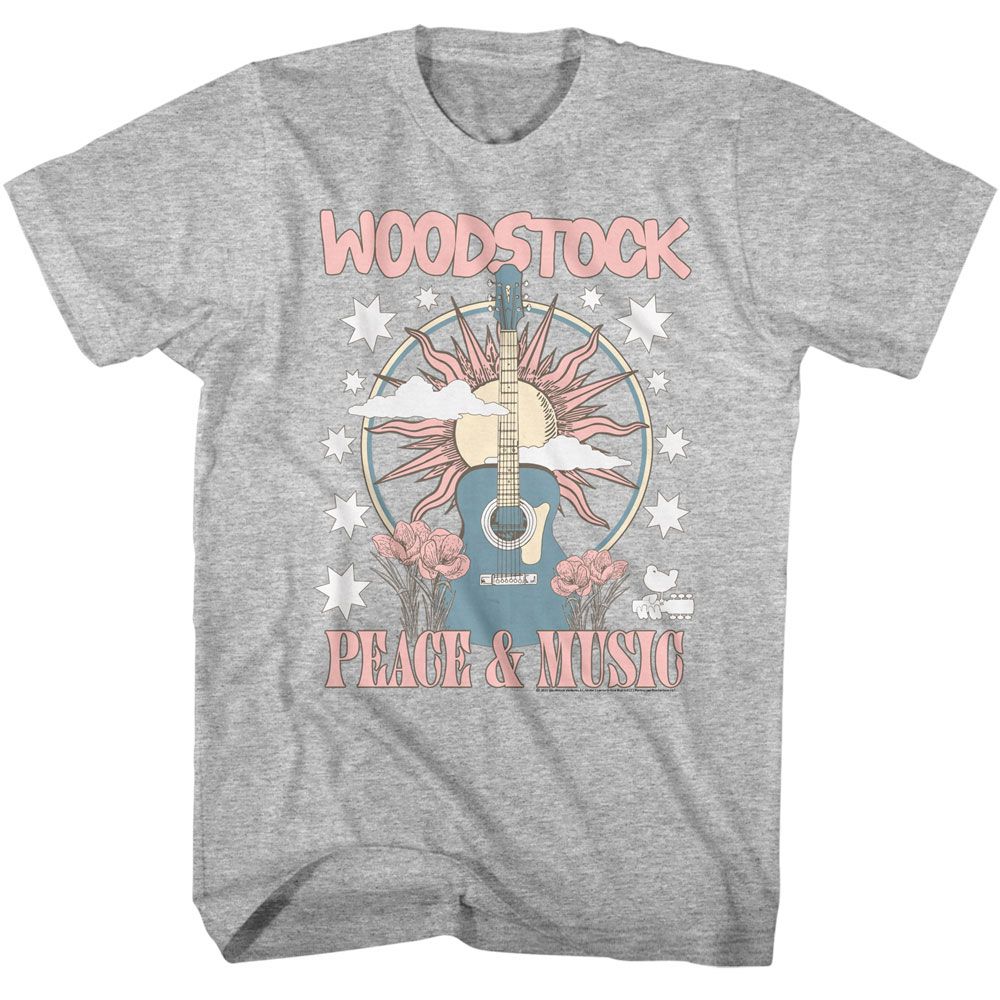 Woodstock Guitar & Sun Official Heather T-Shirt