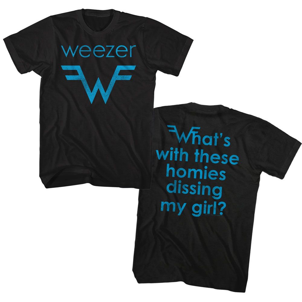 Weezer Blue Logo & Lyrics Official T-Shirt