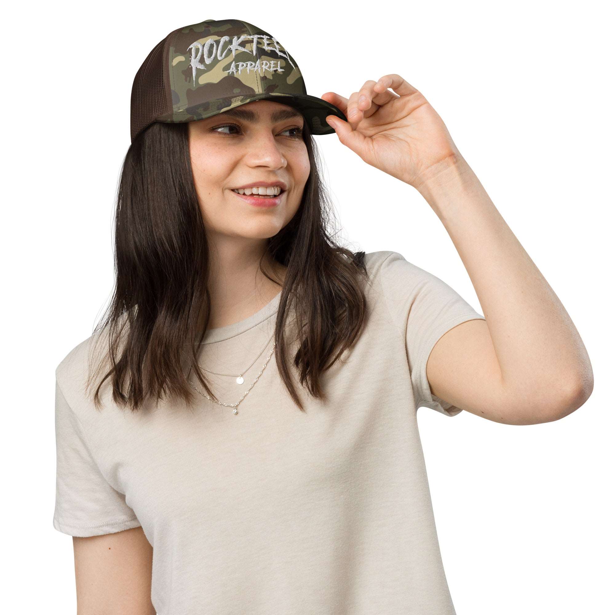 Rockteez Apparel Camouflage Trucker Hat White