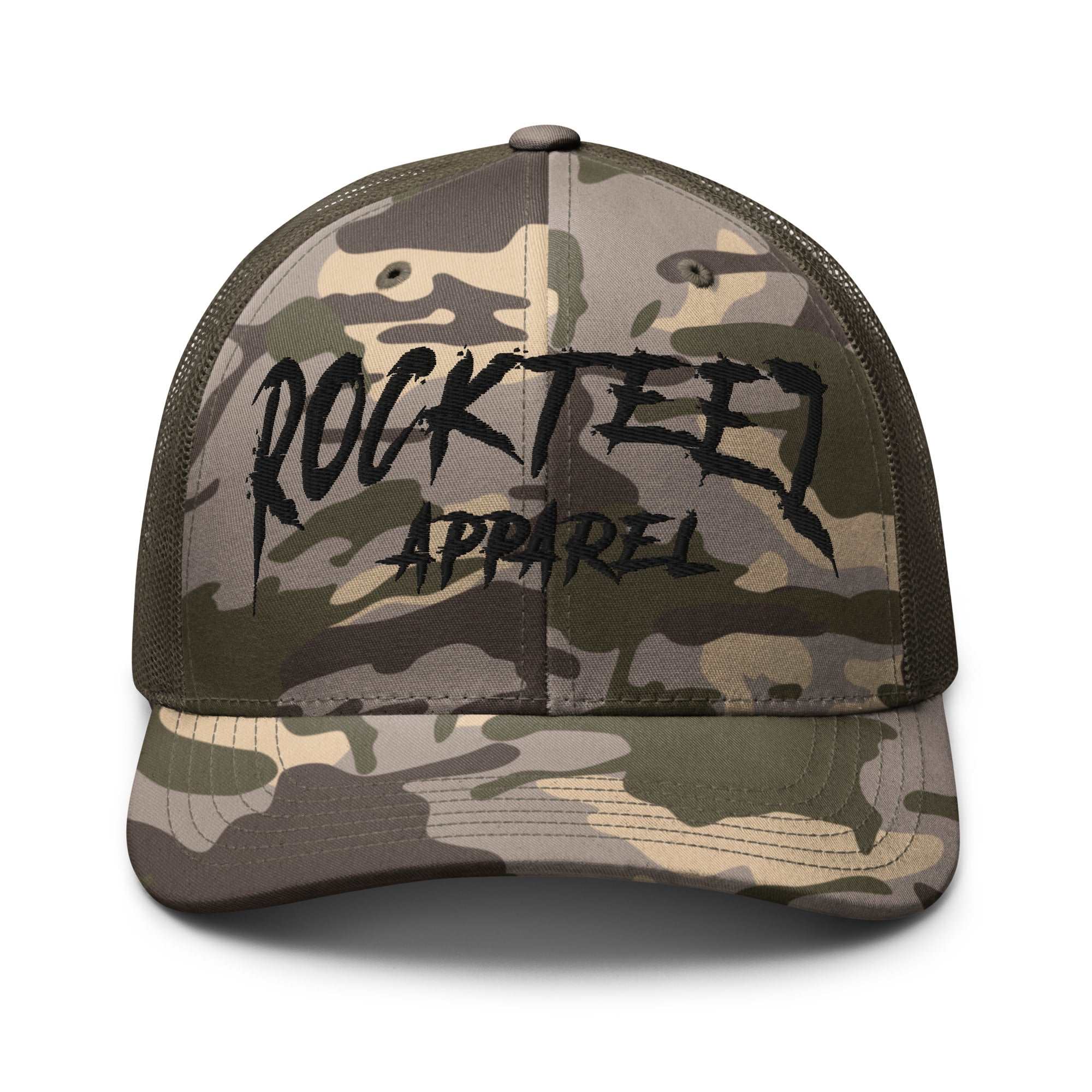 Rockteez Apparel Camouflage Trucker Hat Black