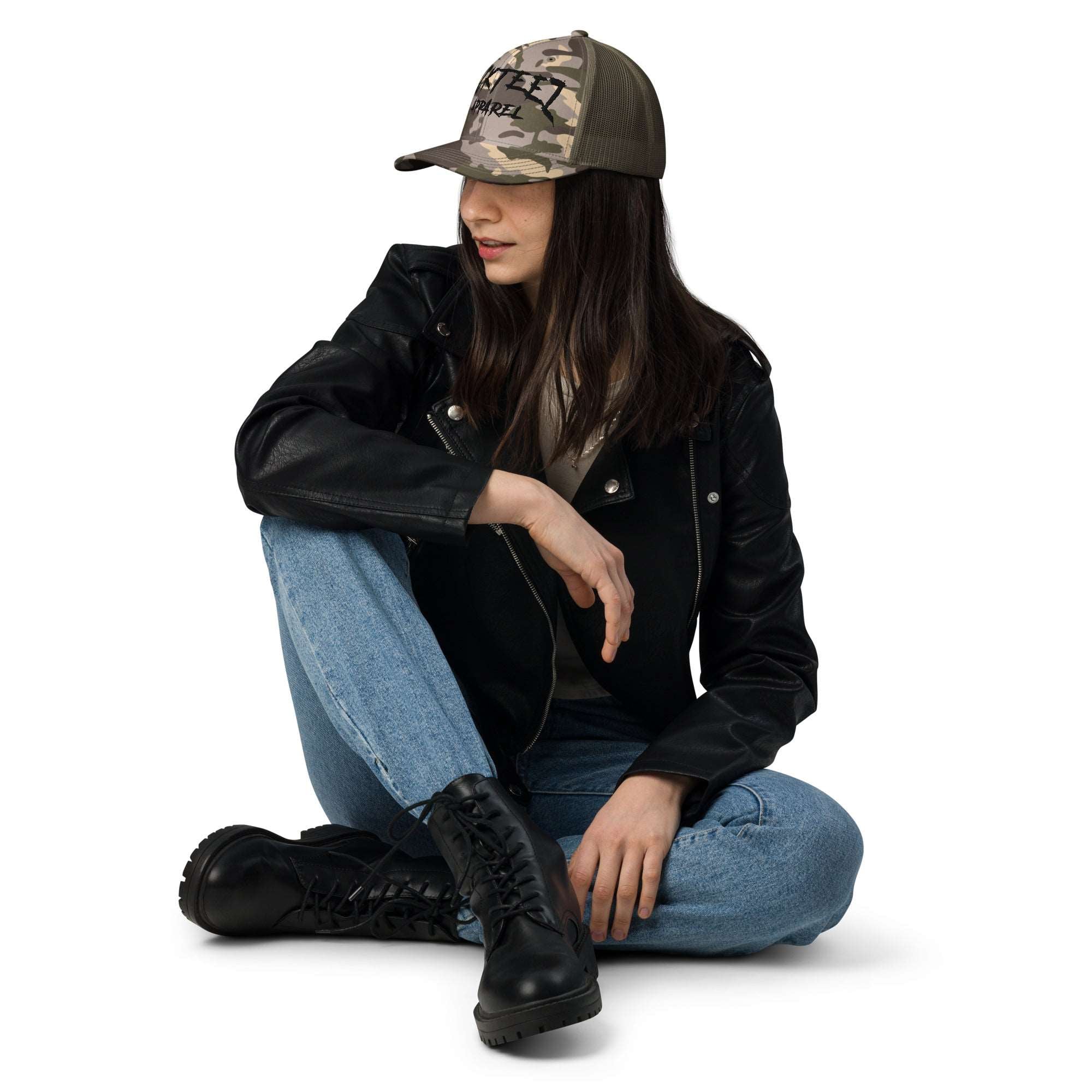 Rockteez Apparel Camouflage Trucker Hat Black