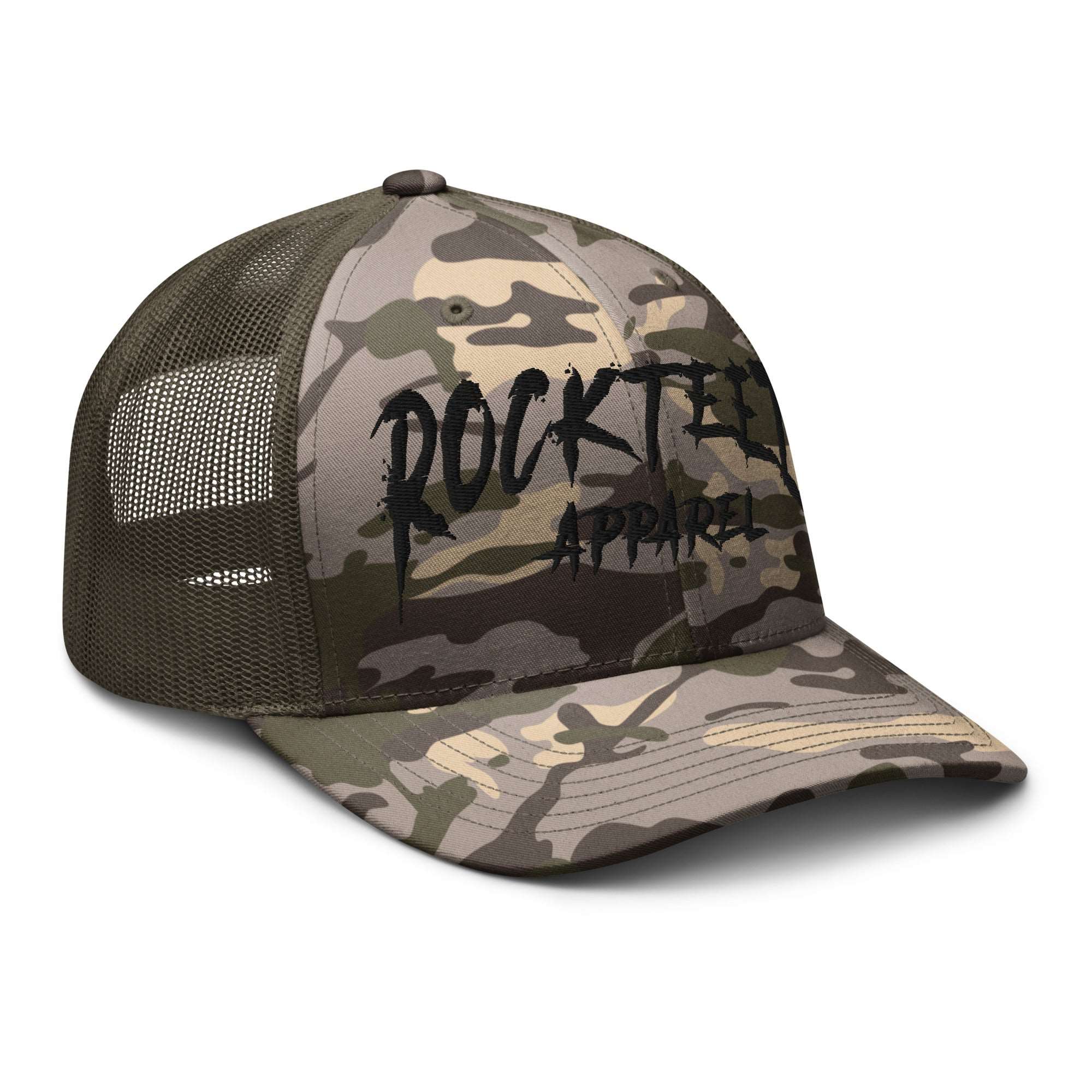 Rockteez Apparel Camouflage Trucker Hat Black