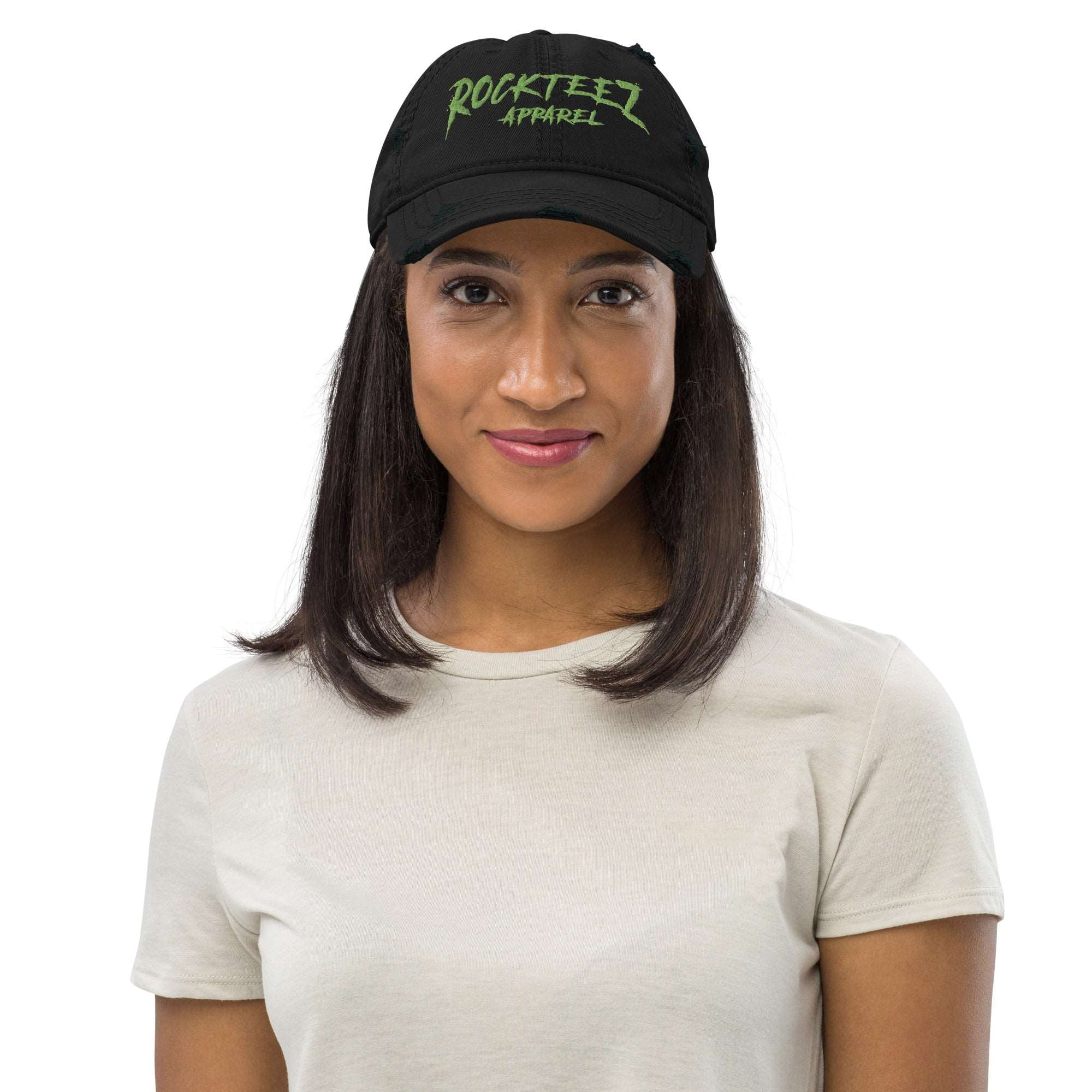 Rockteez Apparel Kiwi Green Logo Distressed Dad Hat