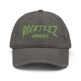 Rockteez Apparel Kiwi Green Logo Distressed Dad Hat