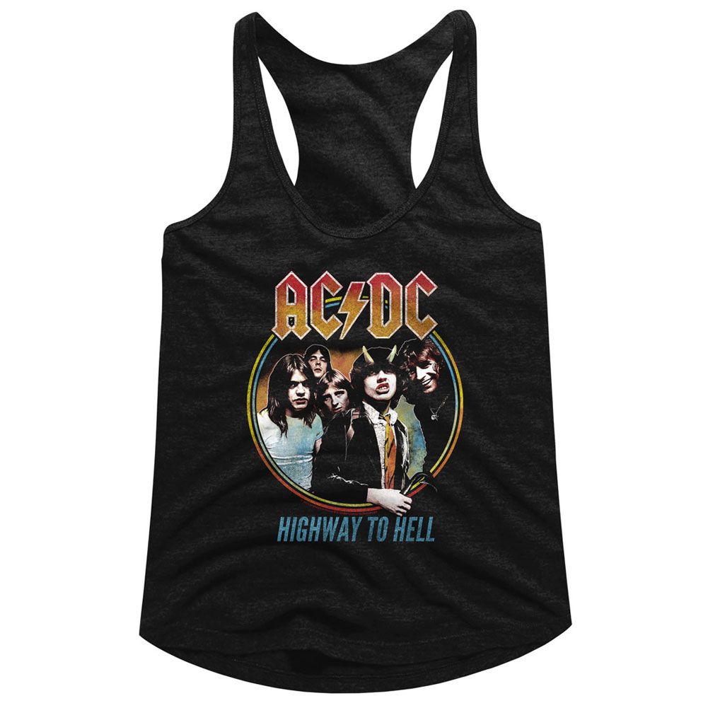 AC/DC Highway To Hell Tricolor Official Ladies Racerback Shirt