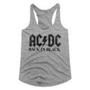 AC/DC Back In Black Official Ladies Heather Racerback Shirt