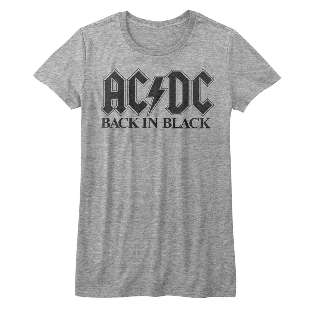 AC/DC Back In Black Official Ladies Heather T-Shirt