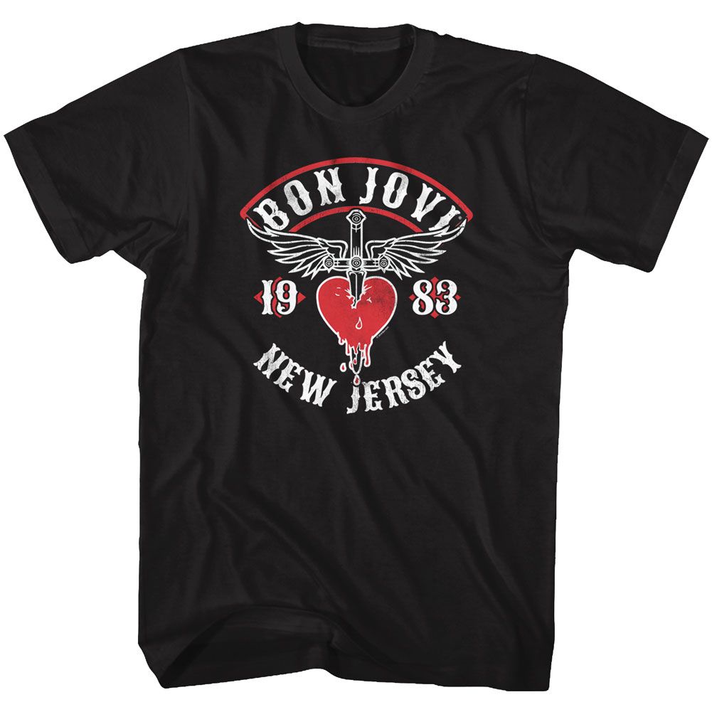 Bon Jovi New Jersey 1983 Black T-Shirt
