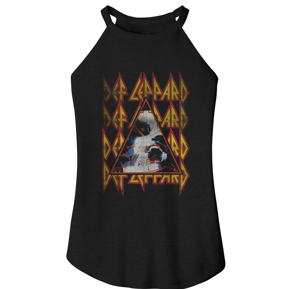 Def Leppard Hysteria Face And Logos Official Ladies Sleeveless Rocker Tank