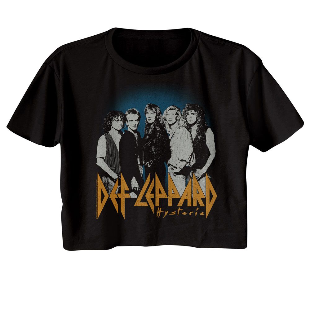 Def Leppard Blue Fade Background Official Ladies Crop Top