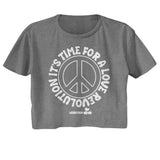 Woodstock Love Revolution Peace Sign Ladies Crop Top